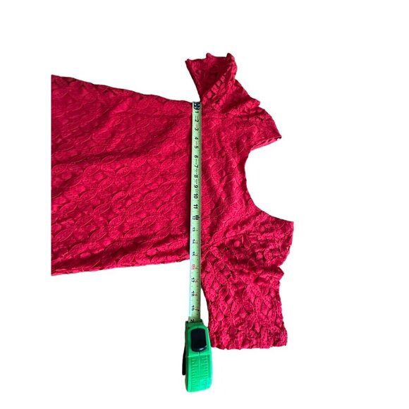 Love Notes Size M Red Lace Dress Bell Sleeves Oversized Zipper Classic Demure - Picture 8 of 11